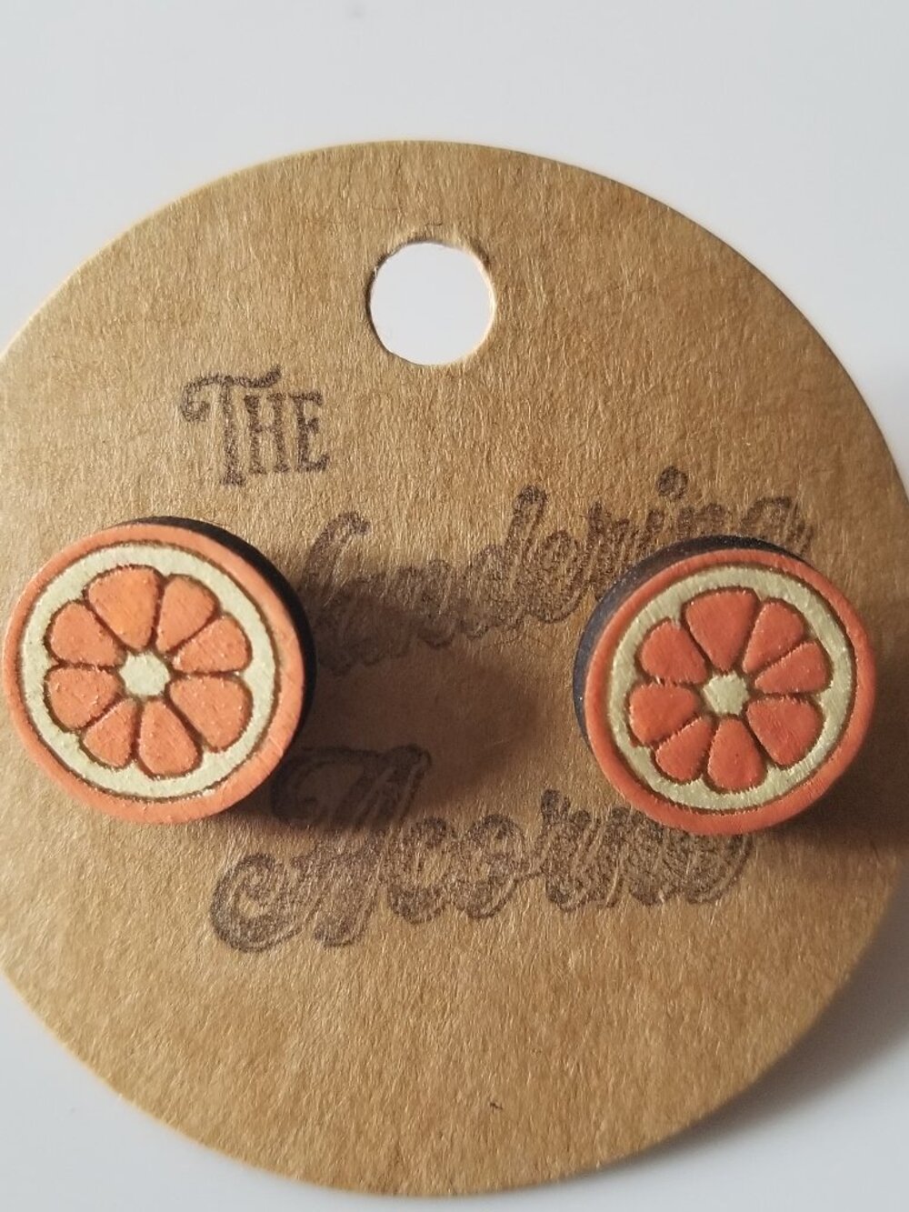 Mini Orange Slices Flower PIerced Earrings NEW